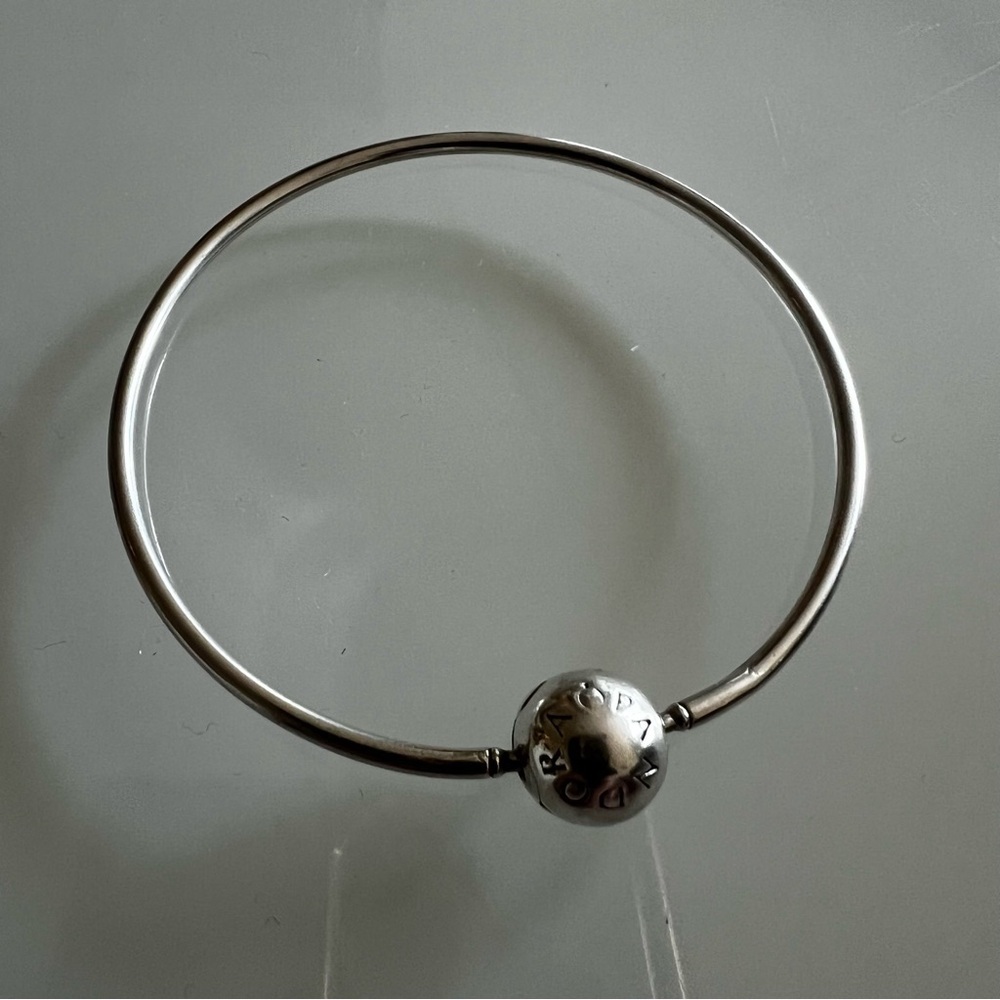 PANDORA Bangle Bracelet Sterling Silver Charm Bracelet Classic - Picture 4 of 5